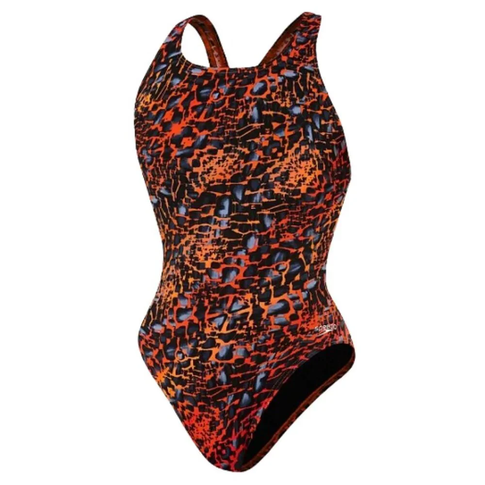 NEW Speedo PowerFlex Shatter Skin Super‎ Pro Back Race Swimsuit, Vibrant Orange